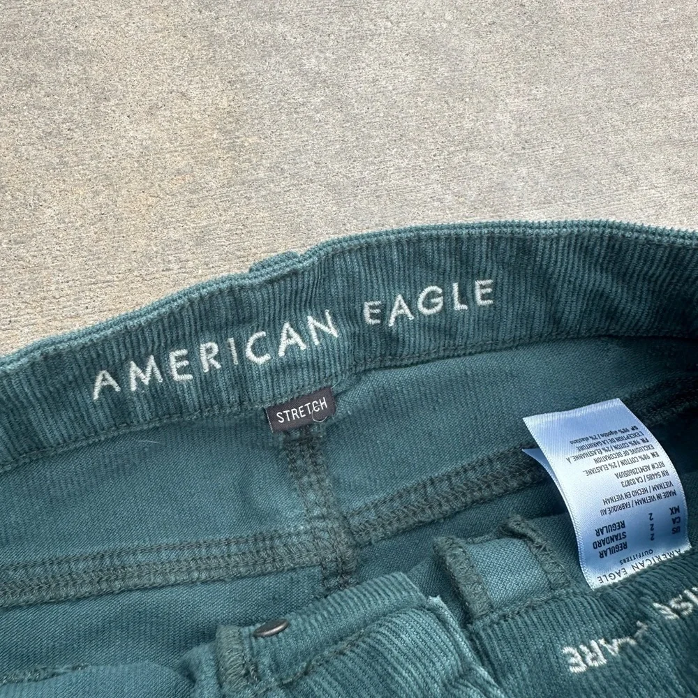 American Eagle AE button stretchy corduroy flare leg wide jean pant boot cut - Picture 6 of 9